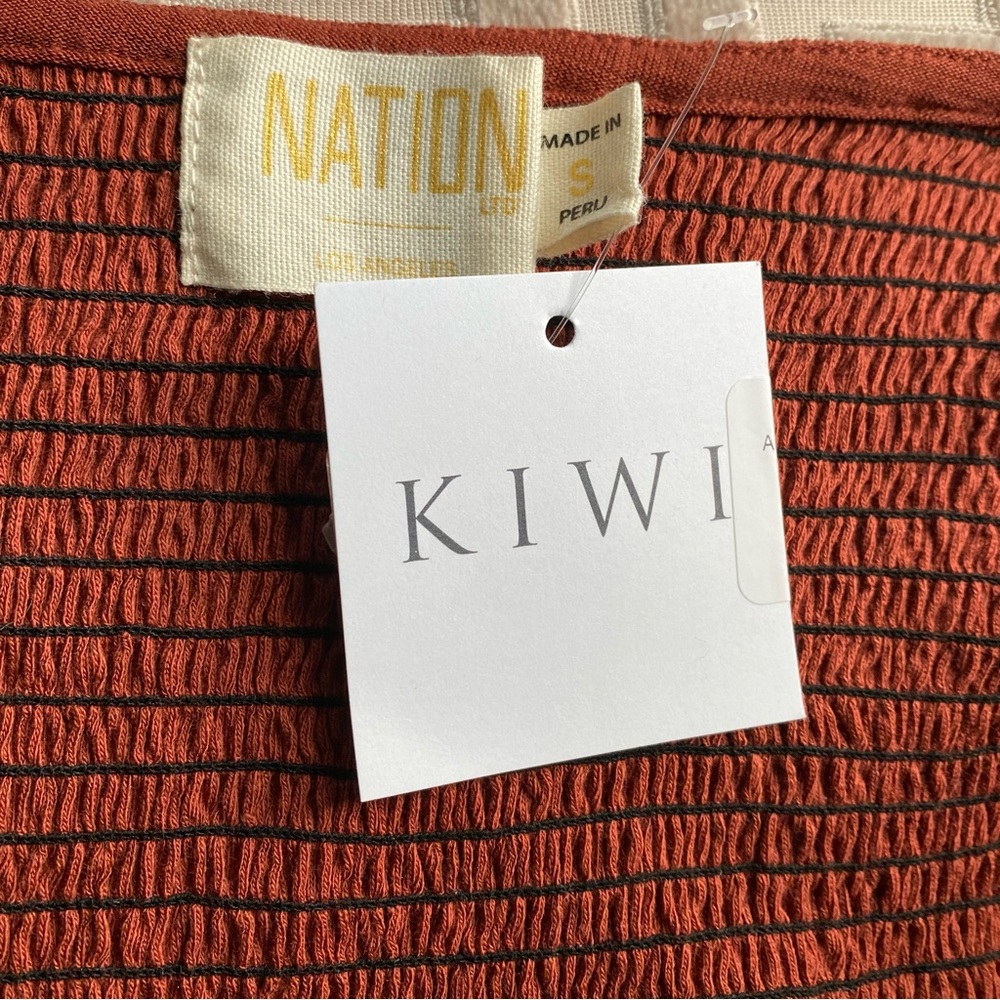 Nation LTD Alexandra Smocked Long Sleeve - Red Clay - Small, NWT - Picture 9 of 12